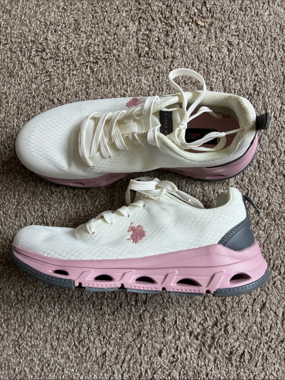 U.S. Polo Assn. Women's Cream & Pink Athletic Sneakers